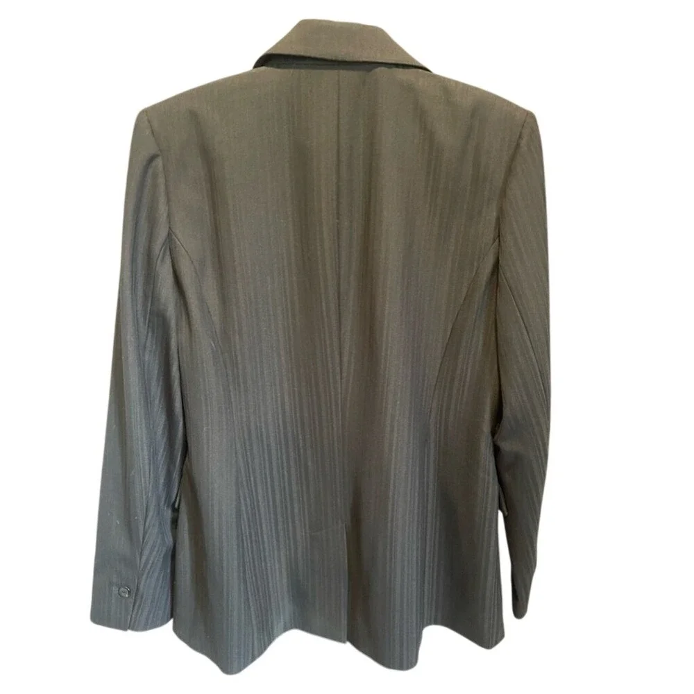 Cato Charcoal Grey Pinstripe Two Button Blazer Magenta Lining‎ CN80267M1